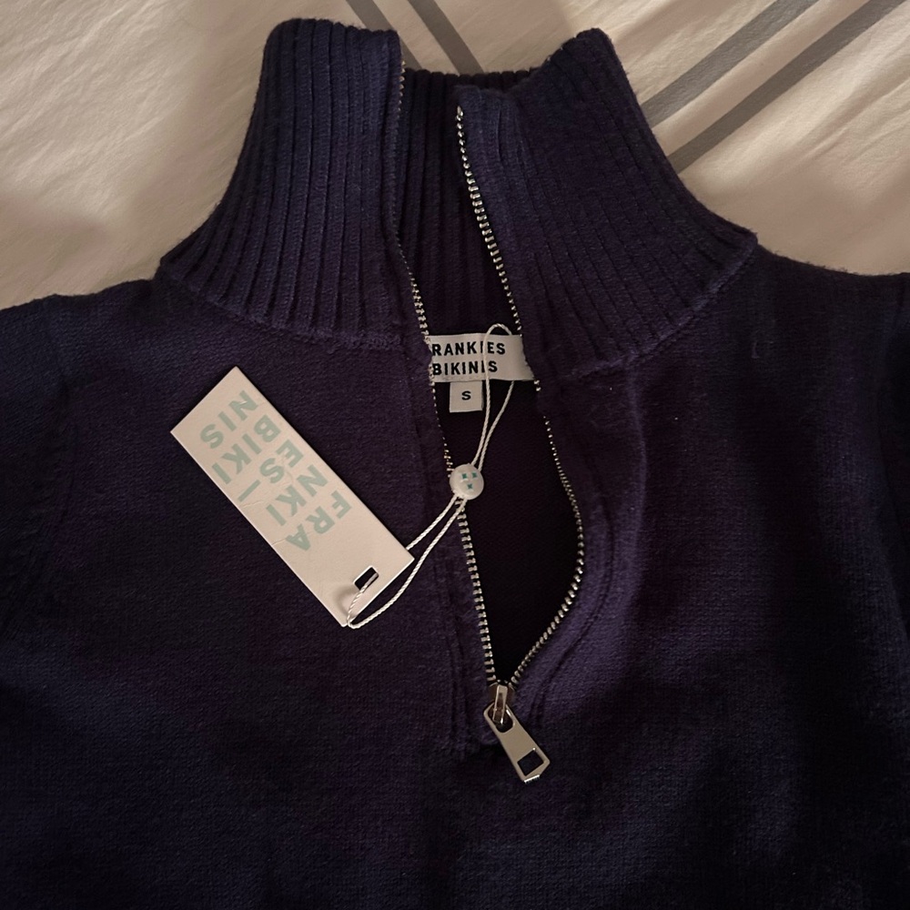 Frankie's Bikinis Deep Blue Zipper Sweater